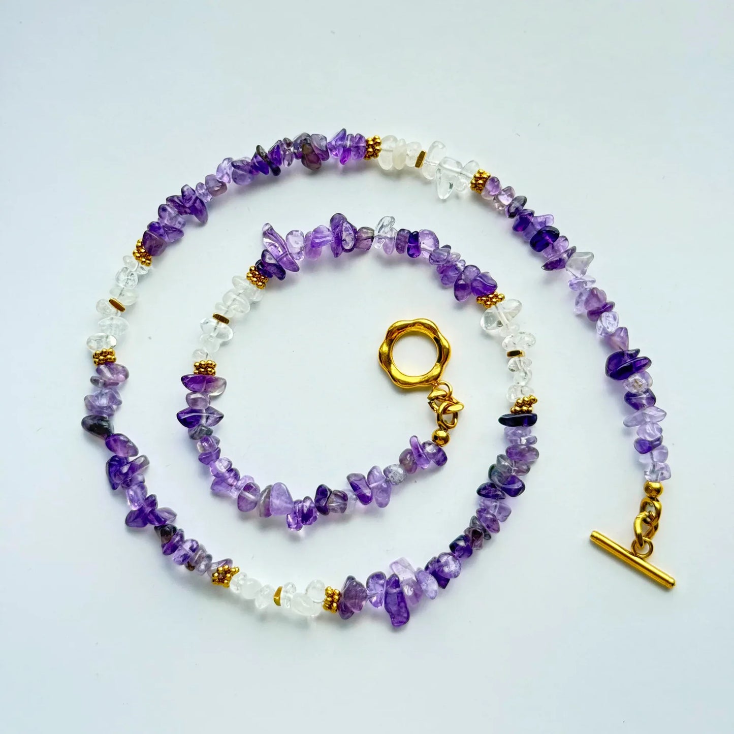 Amethyst & Clear Quartz Necklace - Calm & Clarity NZ - Zodd - NZ - Crafted - Objects of Personal Energy