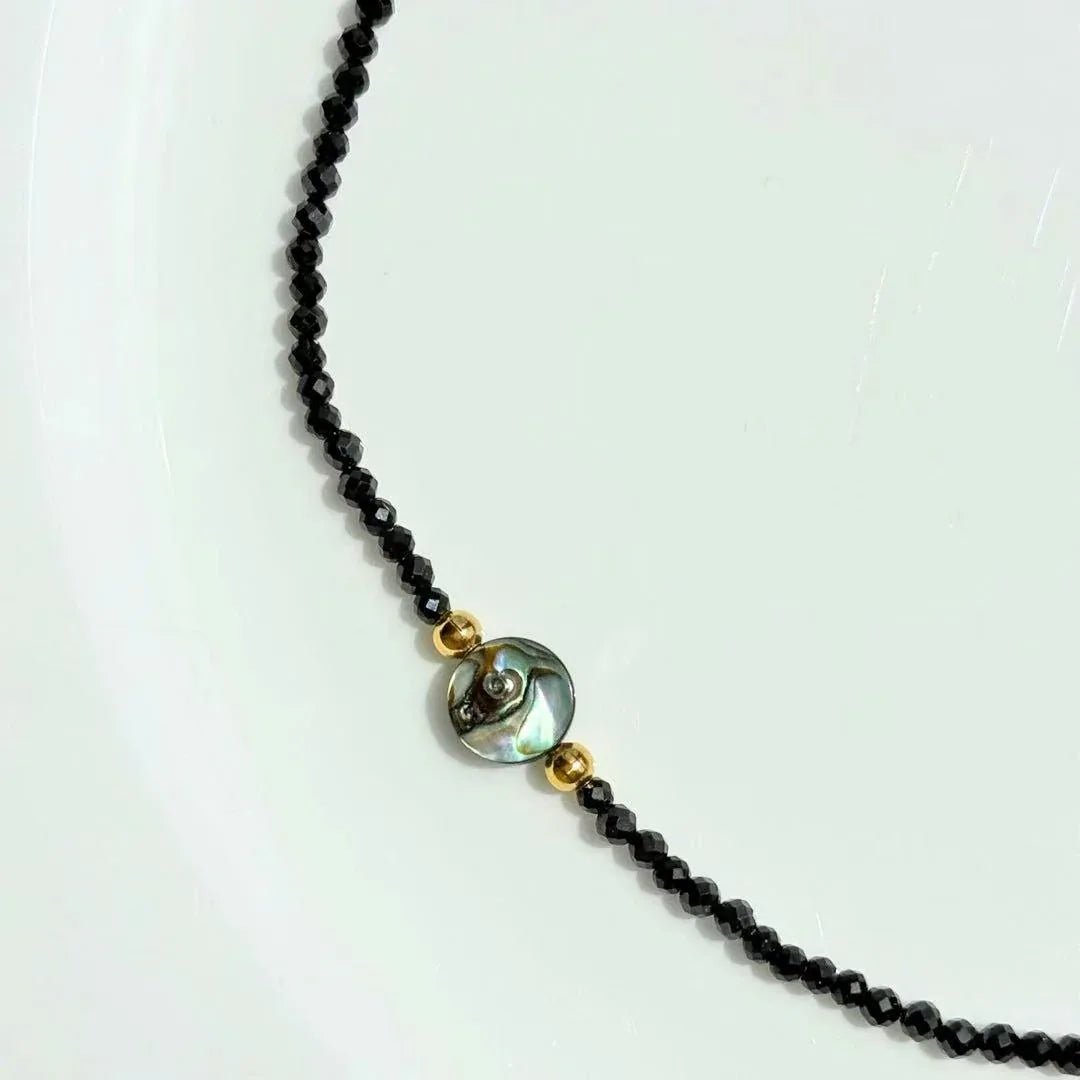 Paua Shell Choker - Handmade NZ Jewellery with Black Spinel - Zodd - NZ - Crafted - Objects of Personal Energy