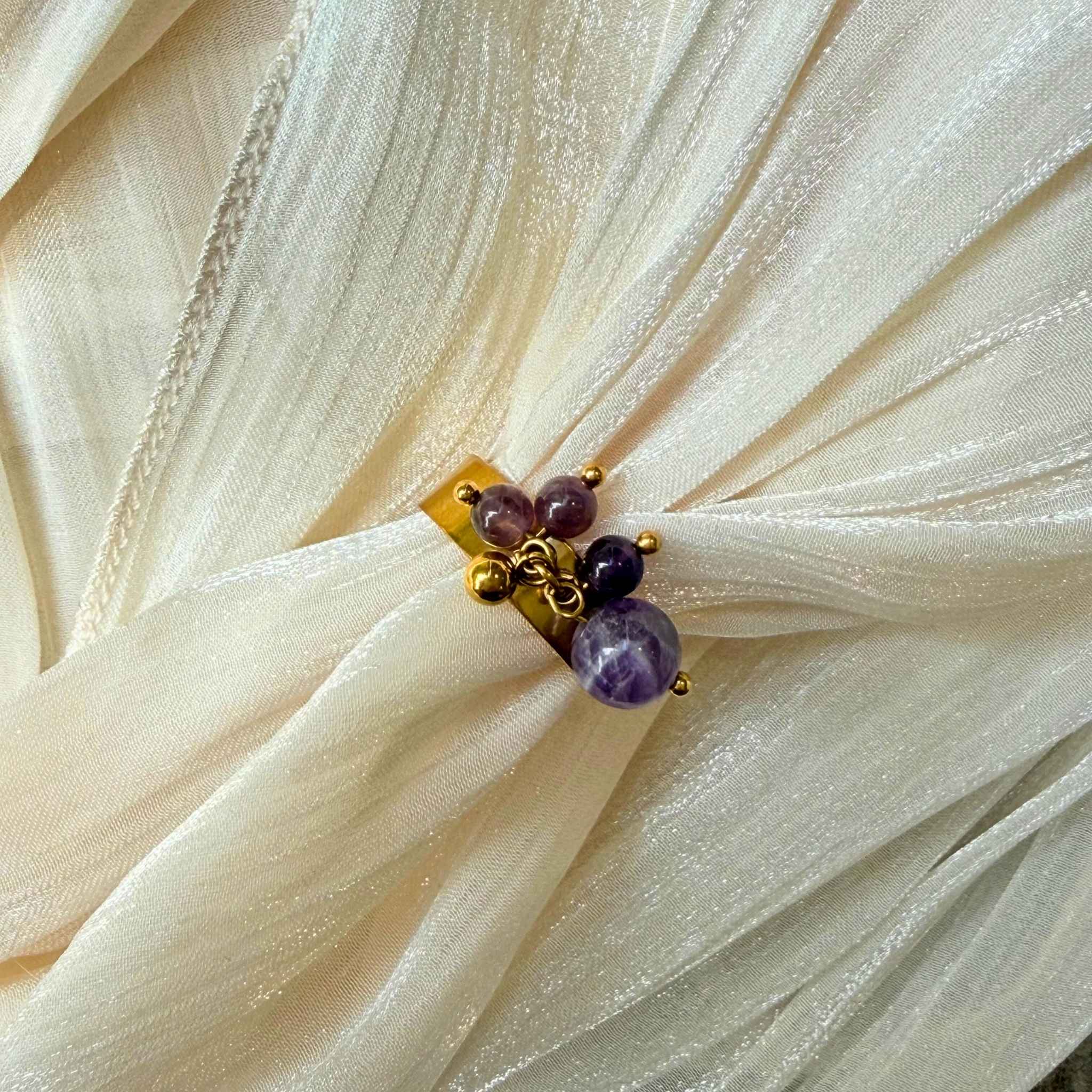 Amethyst Adjustable Ring - 18K Gold Plated | NZ Handmade - Zodd - NZ - Crafted - Objects of Personal Energy