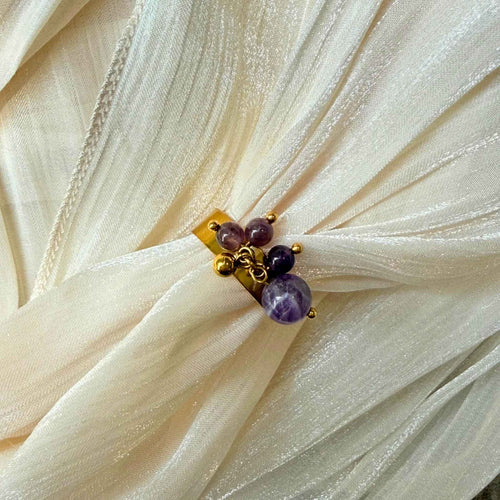 Amethyst Adjustable Ring - 18K Gold Plated | NZ Handmade - Zodd - NZ - Crafted - Objects of Personal Energy