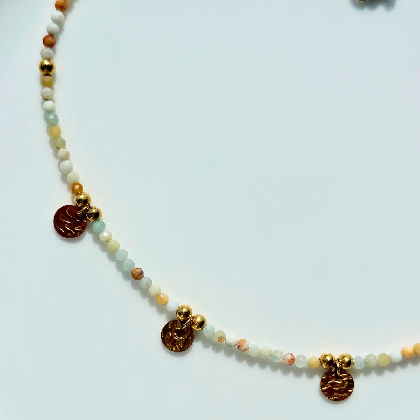 Natural Stone Necklace with Hammered Pendant - Handmade NZ - Zodd - NZ - Crafted - Objects of Personal Energy