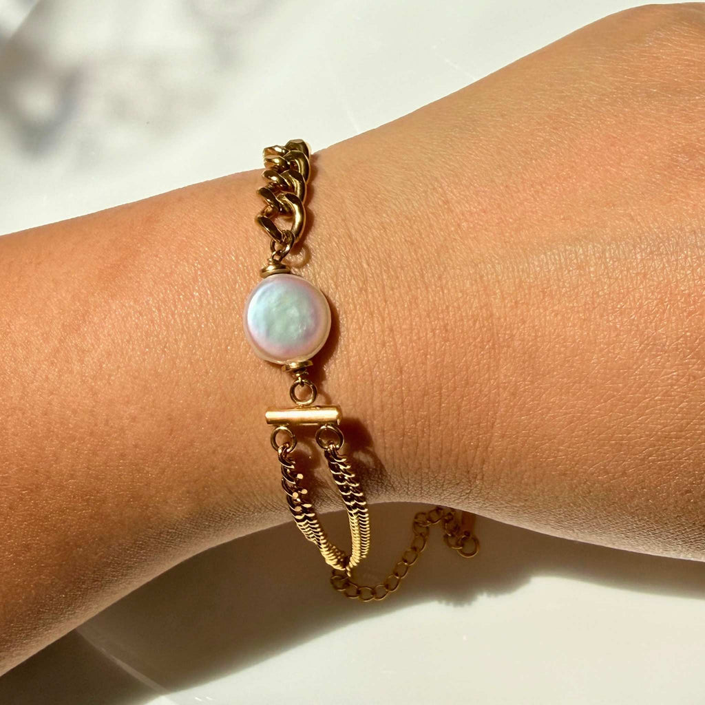 Freshwater Pearl Chain Bracelet | 18K Gold Plated Adjustable Bracelet | NZ Made & Designed - Zodd - NZ - Crafted - Objects of Personal Energy