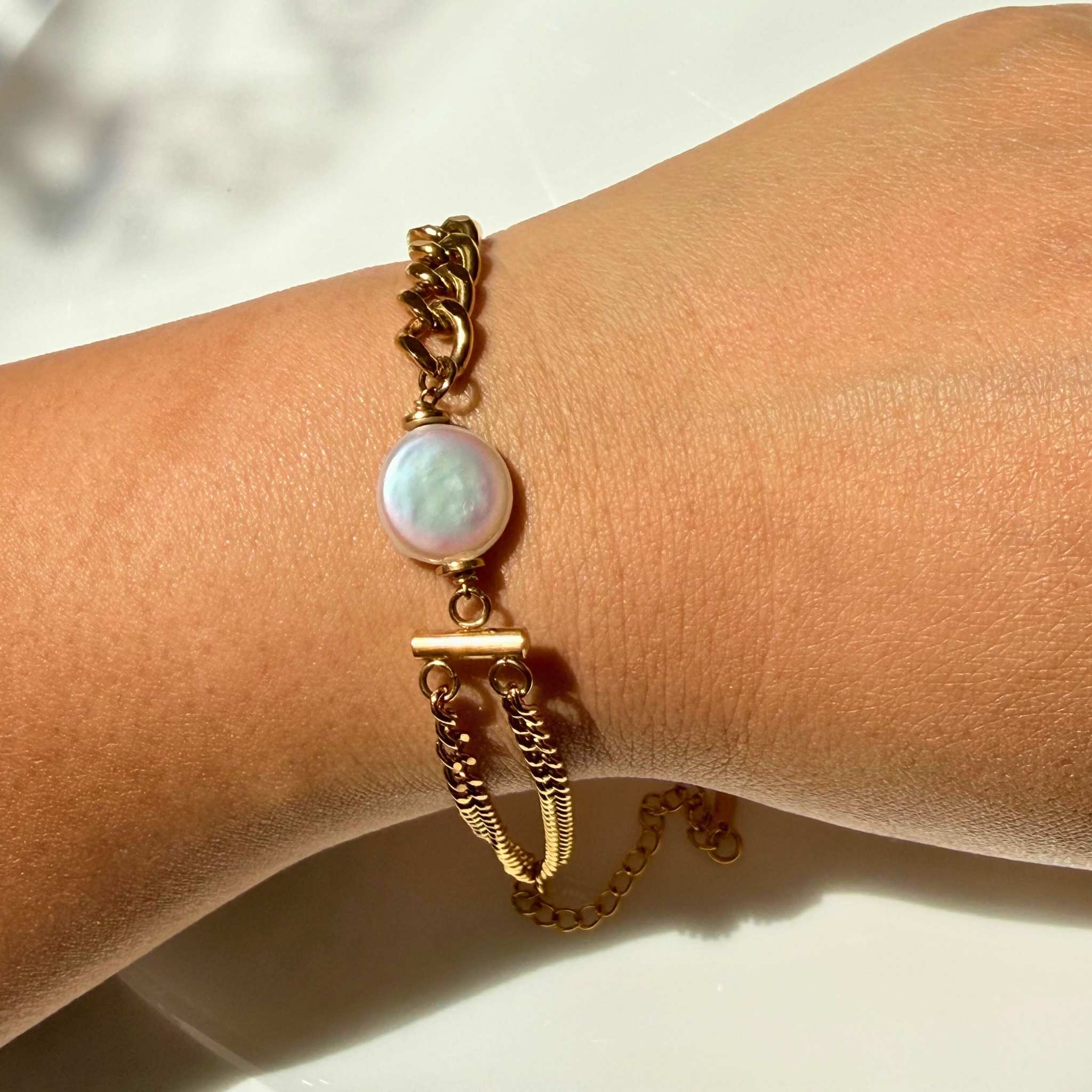 Freshwater Pearl Chain Bracelet | 18K Gold Plated Adjustable Bracelet | NZ Made & Designed - Zodd - NZ - Crafted - Objects of Personal Energy