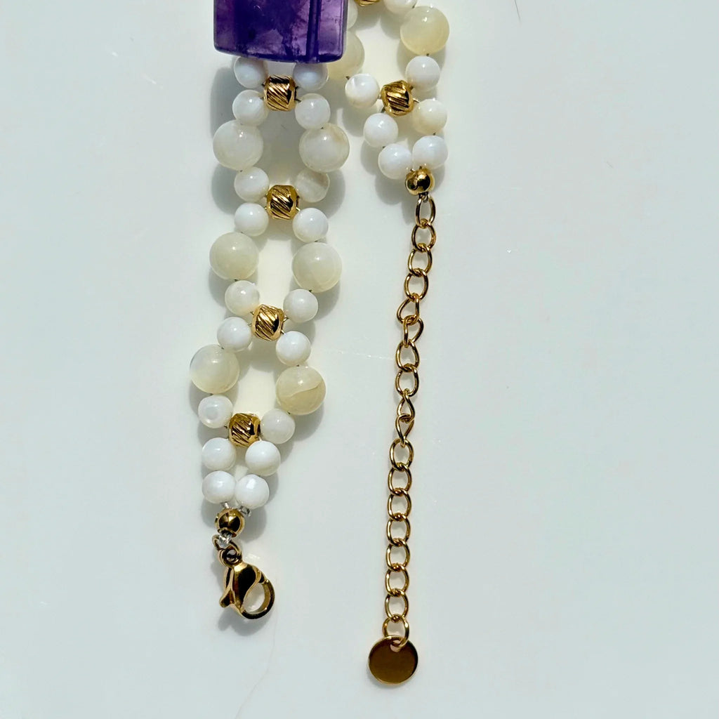 Shell Bead & Amethyst Bracelet - Coastal Calm NZ - Zodd - NZ - Crafted - Objects of Personal Energy