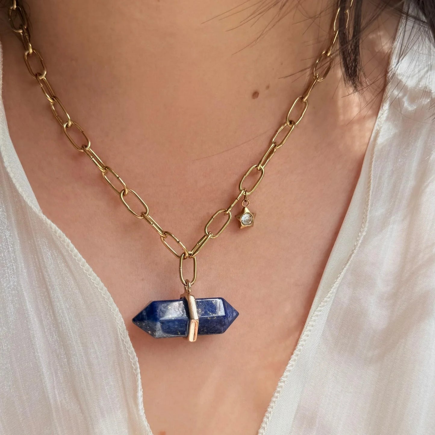 Chunky Lapis Lazuli Star Necklace - Statement Wisdom Jewellery NZ - Zodd - NZ - Crafted - Objects of Personal Energy