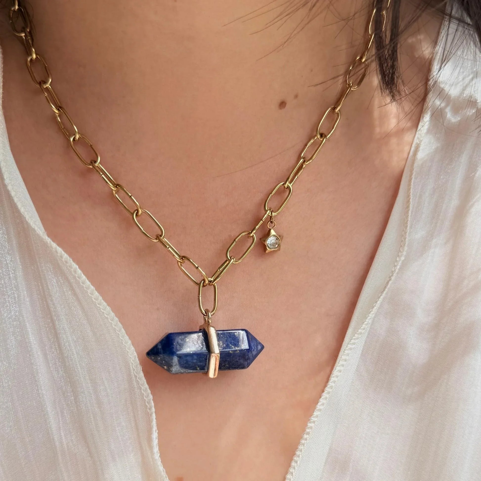 Chunky Lapis Lazuli Star Necklace - Statement Wisdom Jewellery NZ - Zodd - NZ - Crafted - Objects of Personal Energy