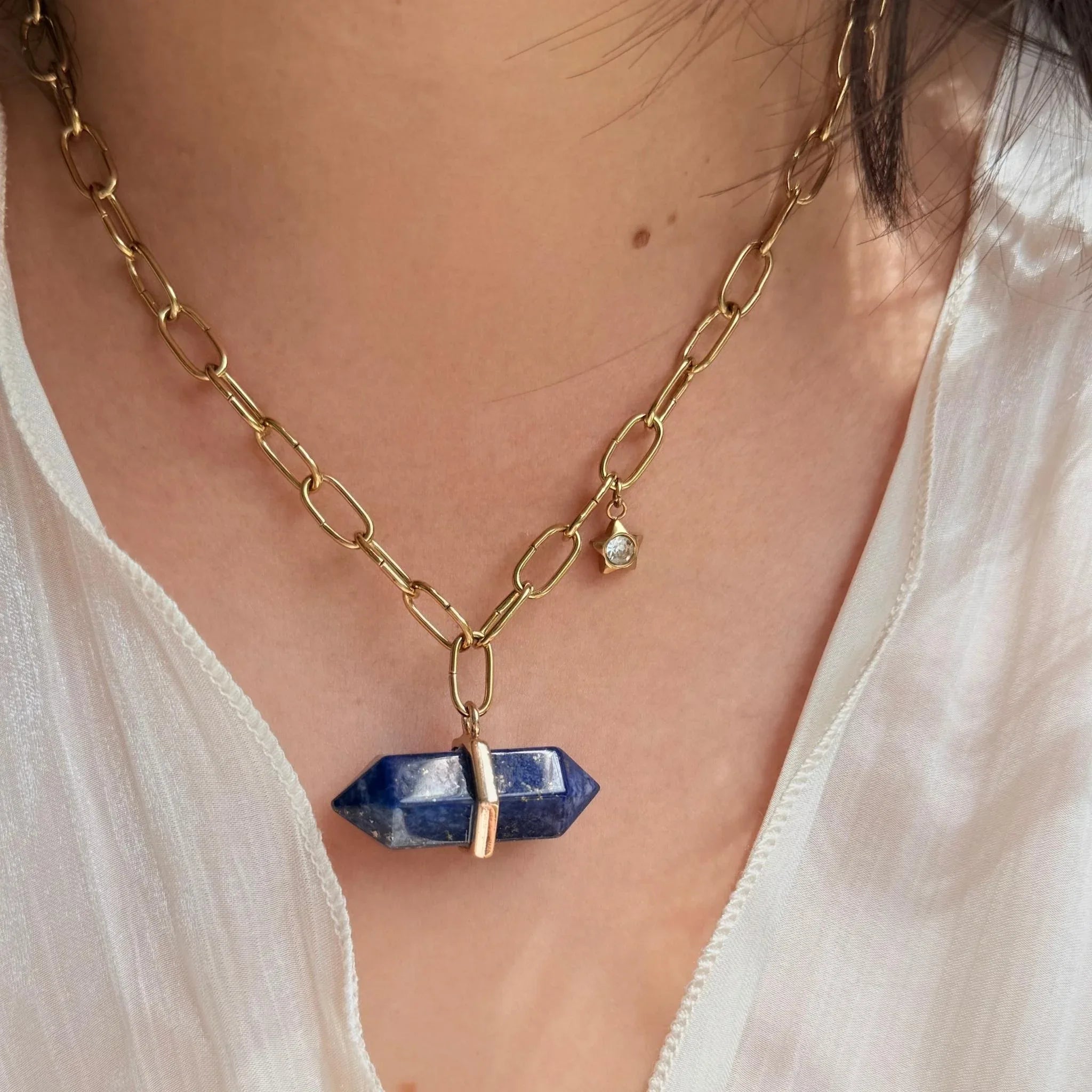 Chunky Lapis Lazuli Star Necklace - Statement Wisdom Jewellery NZ - Zodd - NZ - Crafted - Objects of Personal Energy