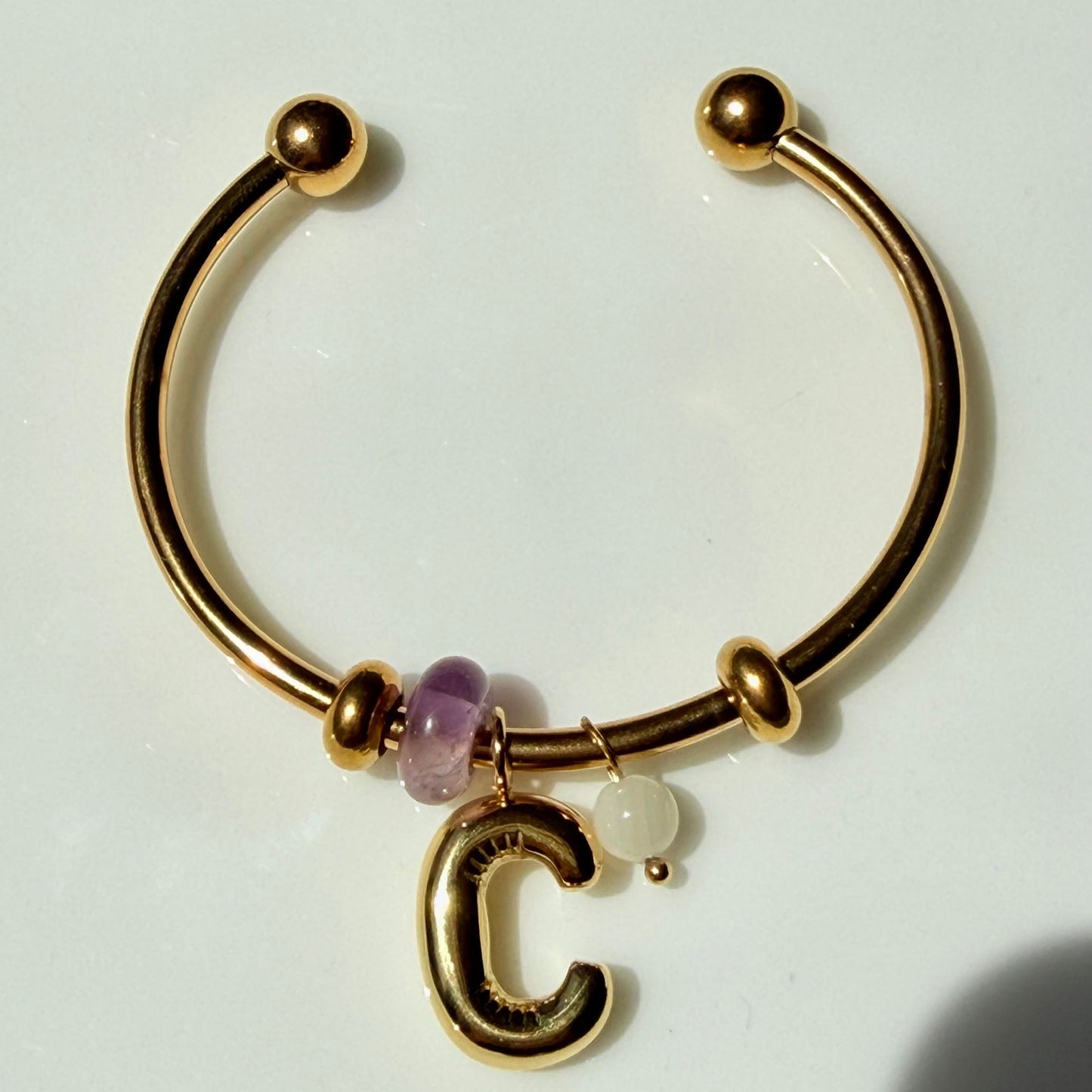 Personalised Beach Bangle with Amethyst | Waterproof Bracelet | NZ Made & Designed