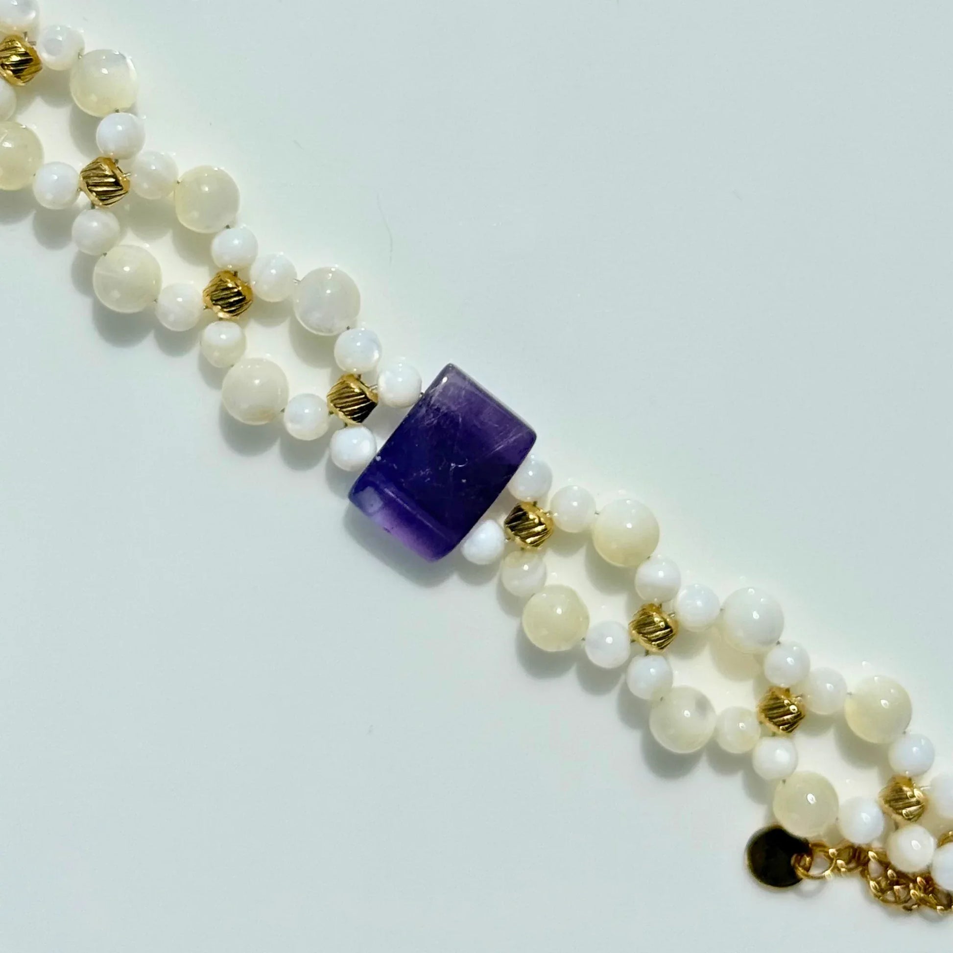 Shell Bead & Amethyst Bracelet - Coastal Calm NZ - Zodd - NZ - Crafted - Objects of Personal Energy