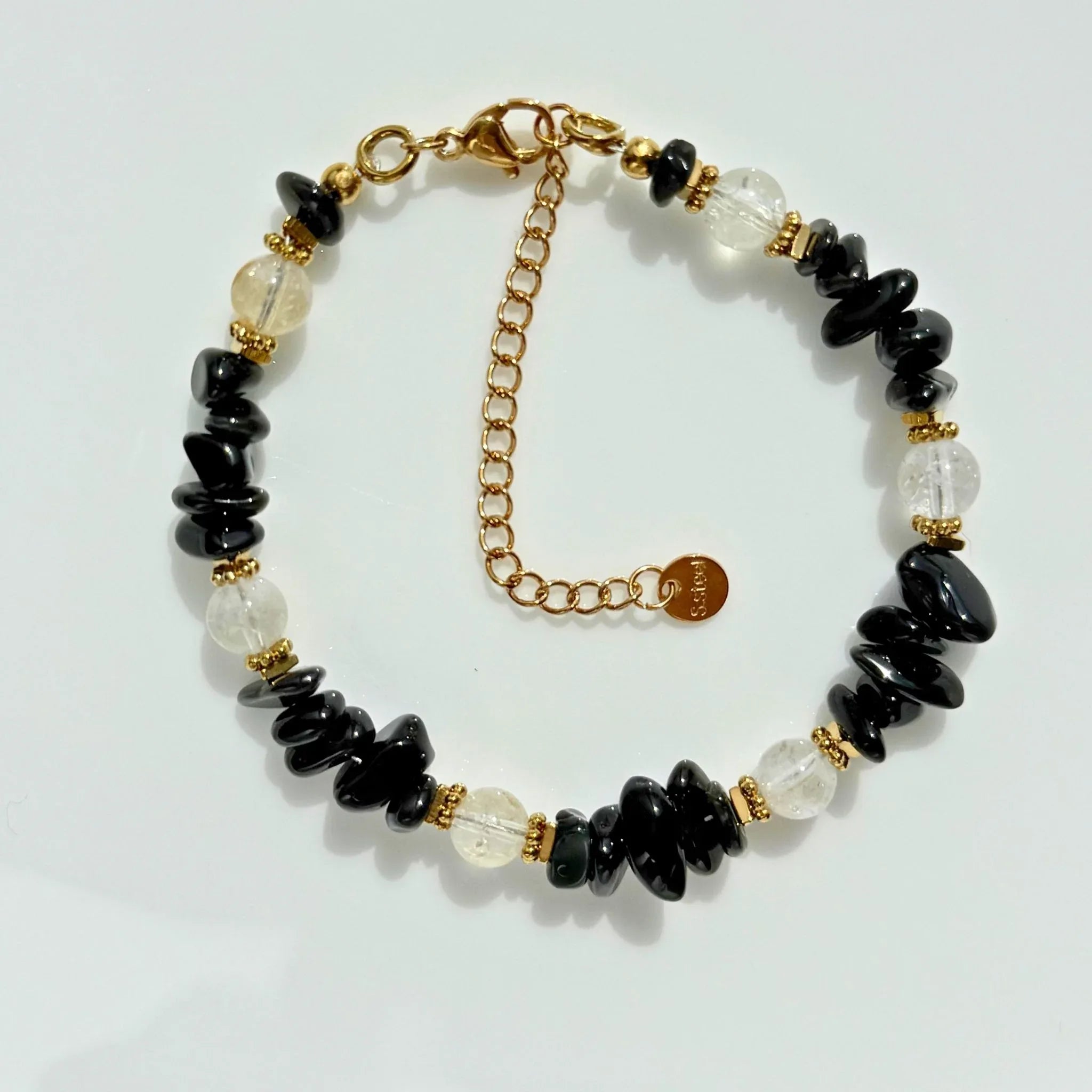 Obsidian & Clear Quartz Bracelet - Protection & Clarity NZ - Zodd - NZ - Crafted - Objects of Personal Energy