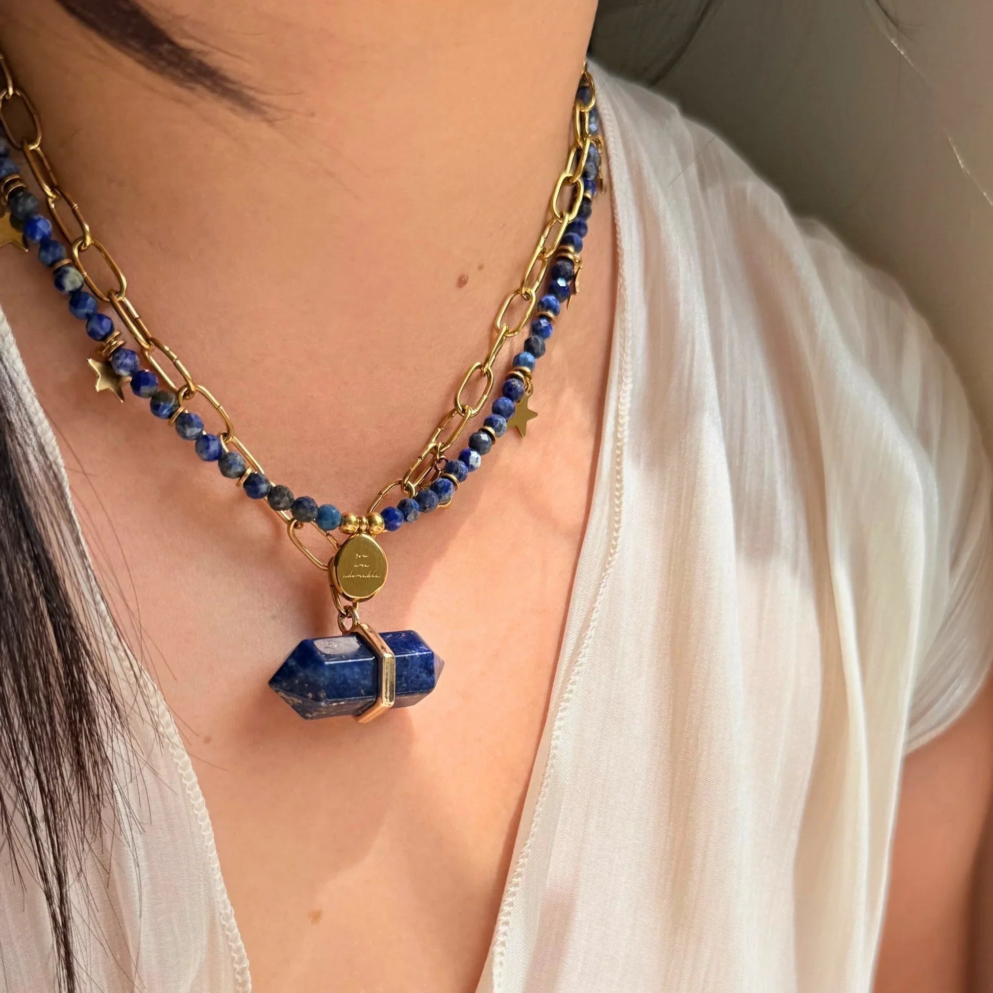 Chunky Lapis Lazuli Star Necklace - Statement Wisdom Jewellery NZ - Zodd - NZ - Crafted - Objects of Personal Energy