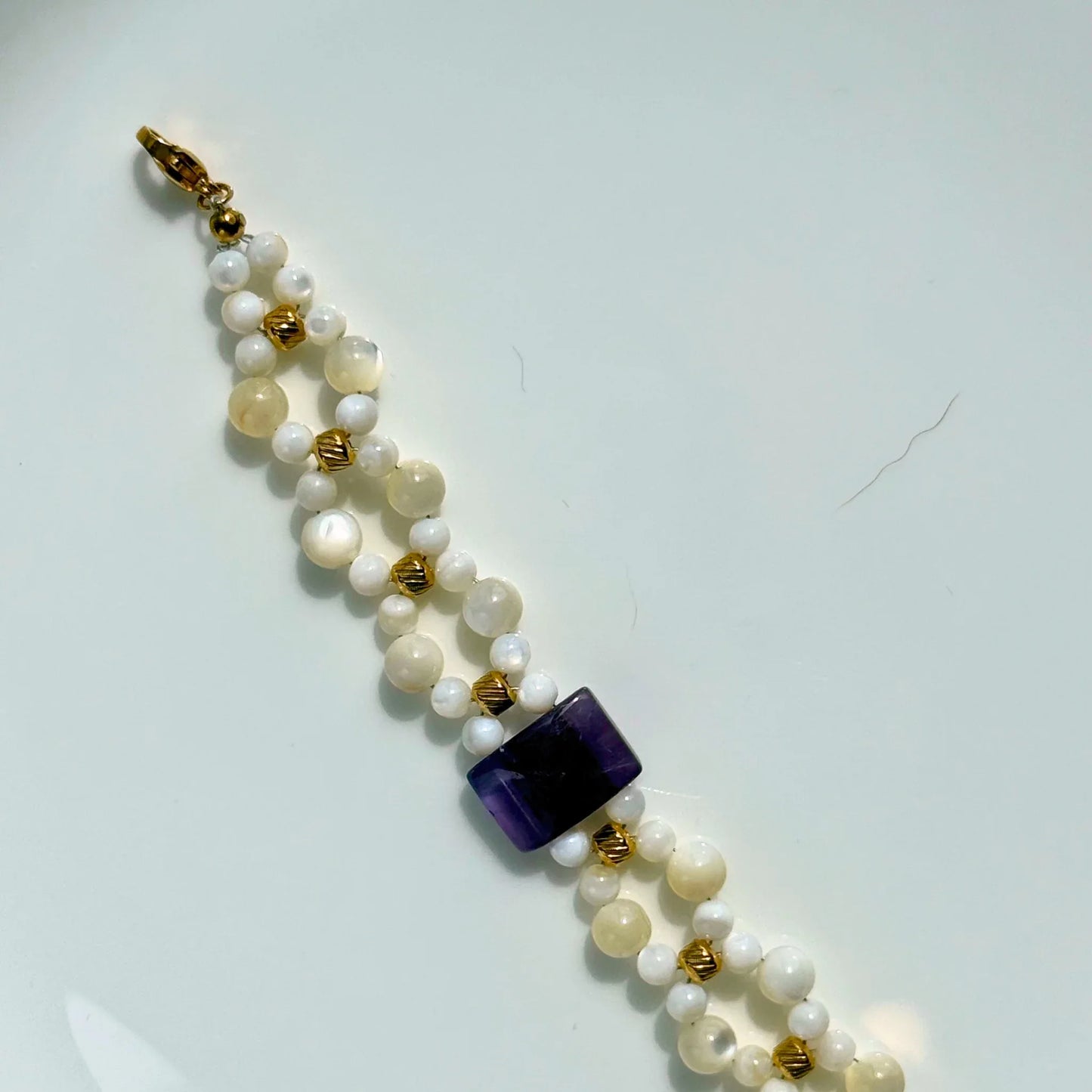 Shell Bead & Amethyst Bracelet - Coastal Calm NZ - Zodd - NZ - Crafted - Objects of Personal Energy