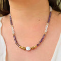 Amethyst Clear Quartz Pearl Necklace - Calm Clarity Elegance NZ - Zodd - NZ - Crafted - Objects of Personal Energy