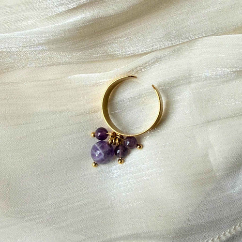 Amethyst Adjustable Ring - 18K Gold Plated | NZ Handmade - Zodd - NZ - Crafted - Objects of Personal Energy