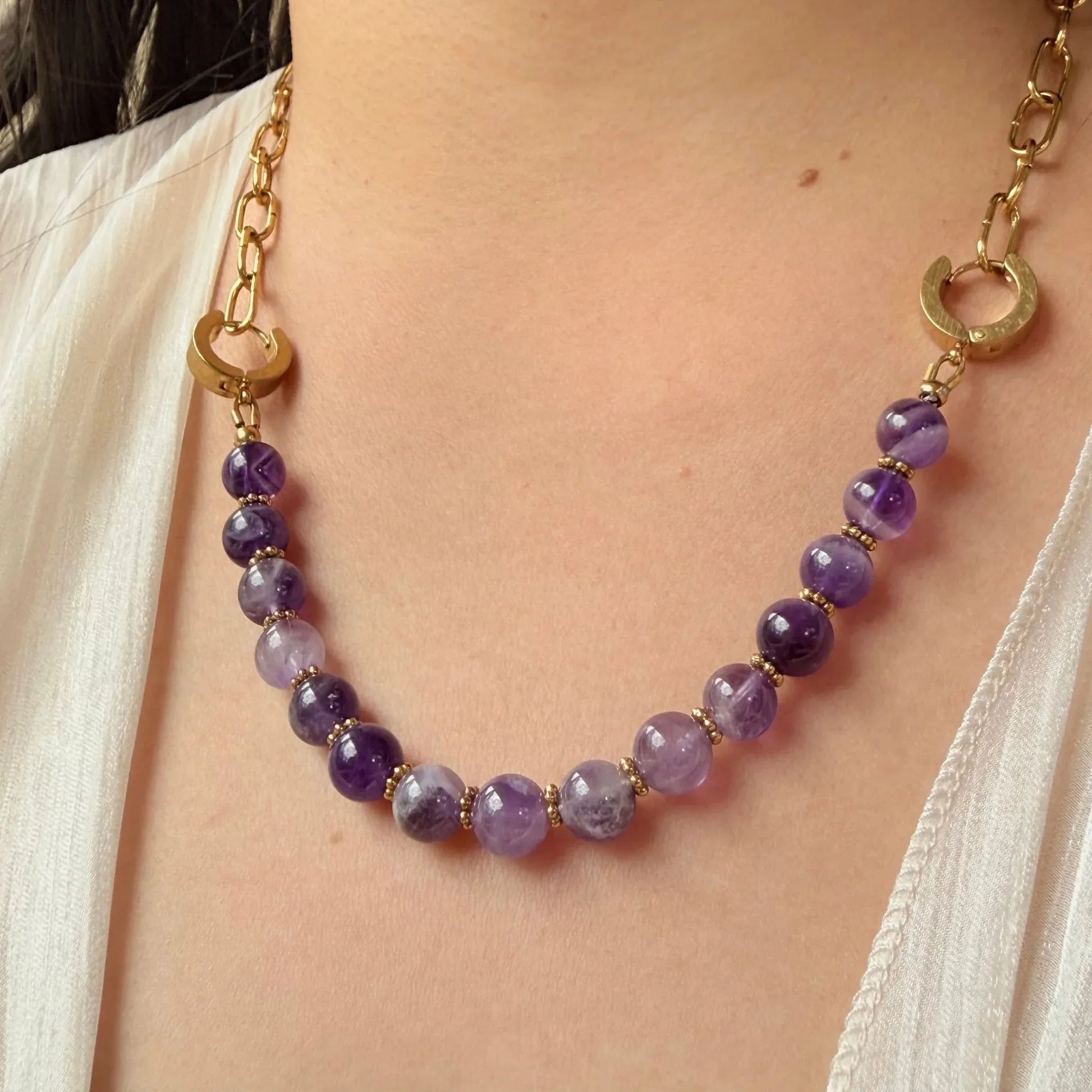 3 - in - 1 Amethyst Necklace Bracelet Bag Charm - Versatile Gift NZ - Zodd - NZ - Crafted - Objects of Personal Energy