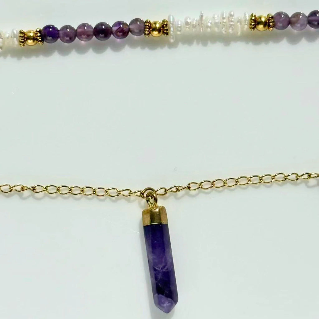 Layered Amethyst & Pearl Necklace Set - Calm & Elegance NZ - Zodd - NZ - Crafted - Objects of Personal Energy