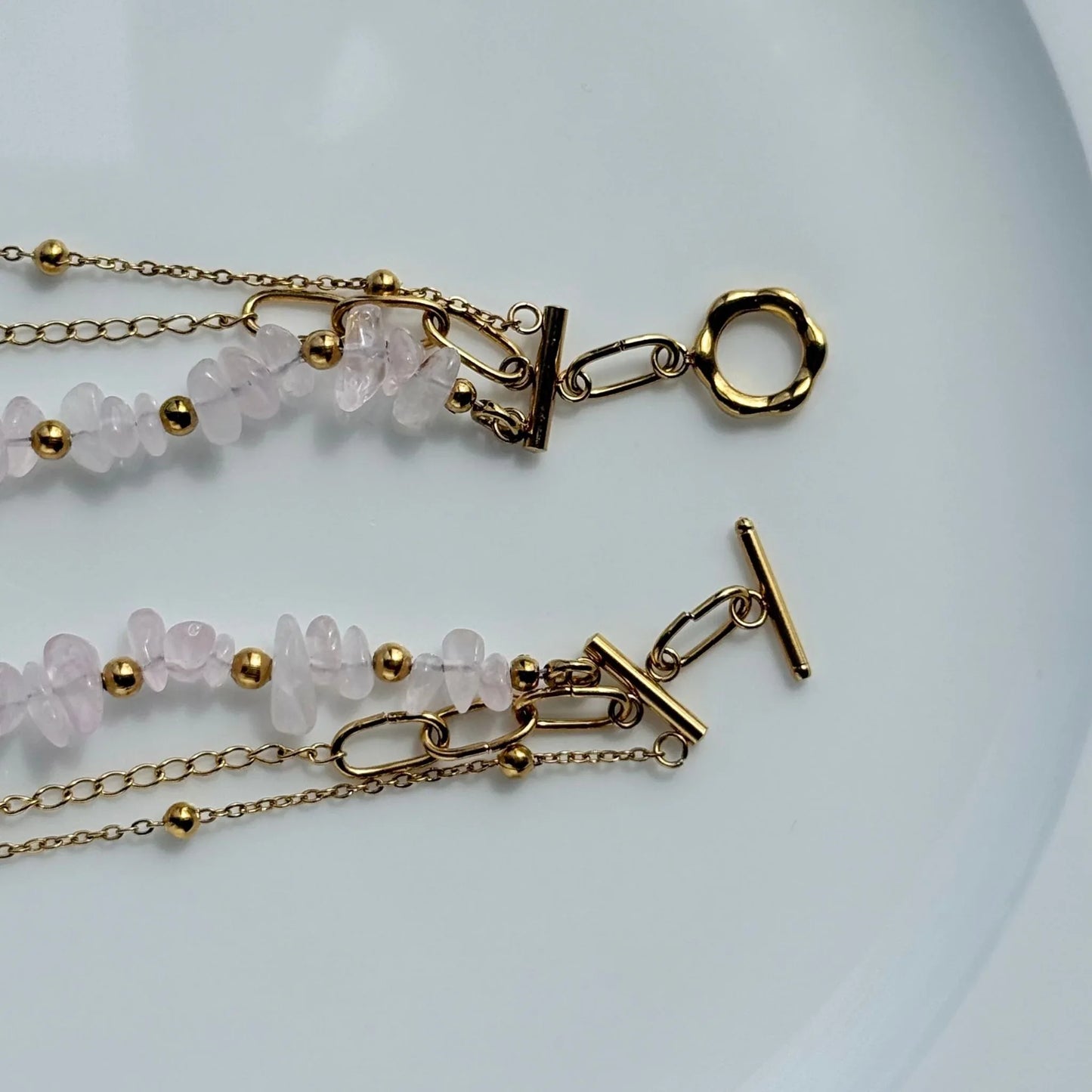 Triple Layer Garnet & Rose Quartz Necklace Set - Love & Connection - Zodd - NZ - Crafted - Objects of Personal Energy