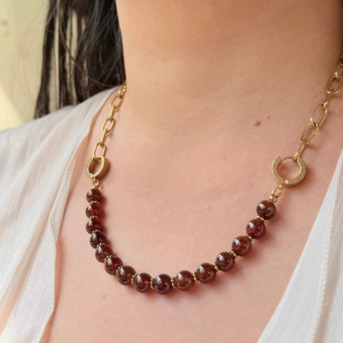3 - in - 1 Garnet t Necklace Bracelet Bag Charm - Versatile Gift NZ - Zodd - NZ - Crafted - Objects of Personal Energy