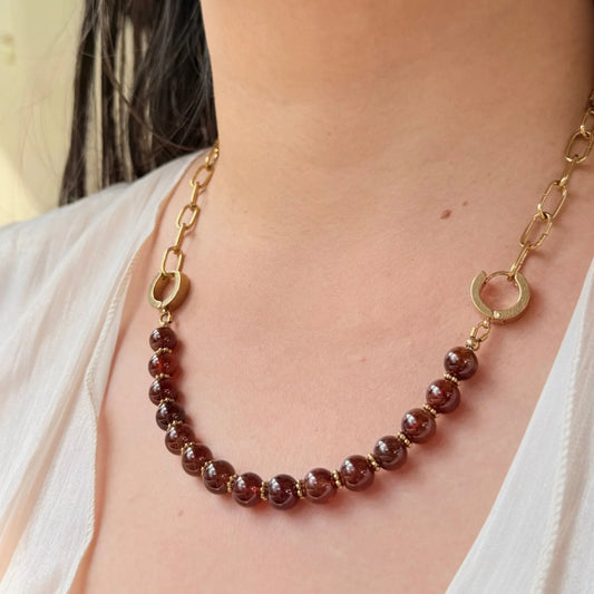 3-in-1 Garnet t Necklace Bracelet Bag Charm - Versatile Gift NZ - Zodd-NZ-Crafted- Objects of Personal Energy