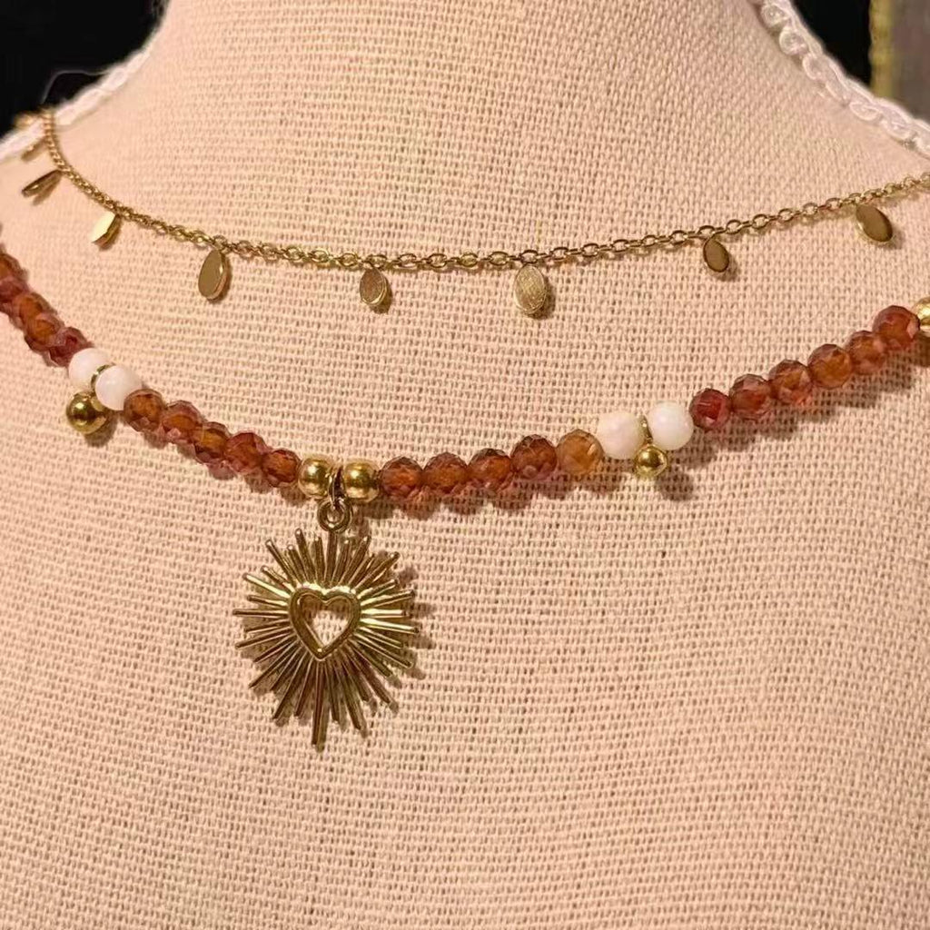 Layered Garnet & Shell Necklace Set - Designed & Crafted in NZ - Zodd - NZ - Crafted - Objects of Personal Energy