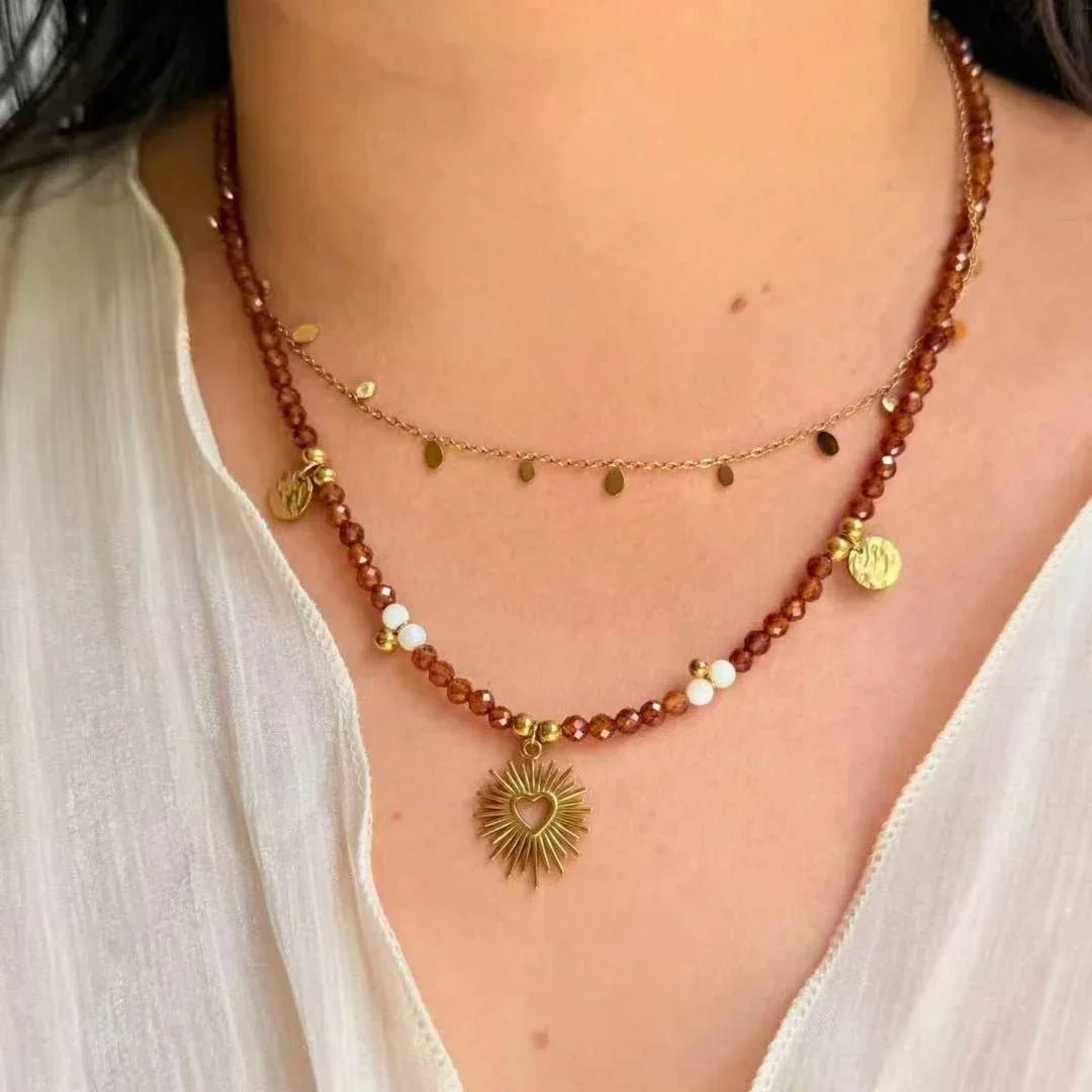Layered Garnet & Shell Necklace Set - Designed & Crafted in NZ - Zodd - NZ - Crafted - Objects of Personal Energy