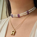 Double Layer Amethyst Shell Choker - Handmade Crystal Necklace NZ - Zodd - NZ - Crafted - Objects of Personal Energy