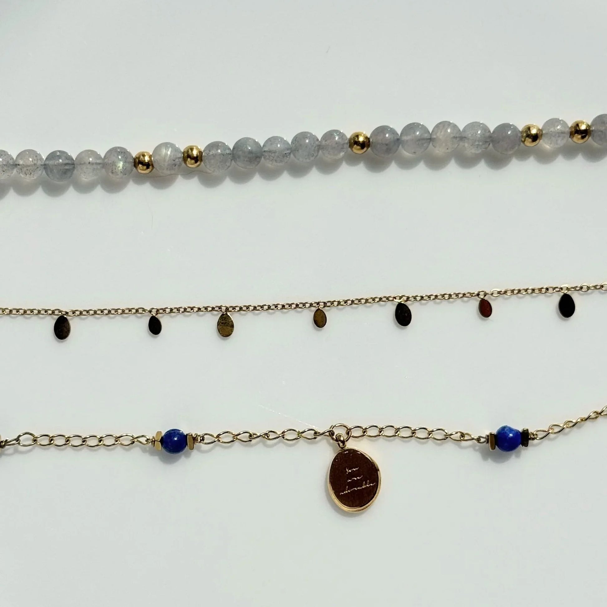 Triple Layer Moonstone & Lapis Necklace Set - Intuition & Wisdom - Zodd - NZ - Crafted - Objects of Personal Energy