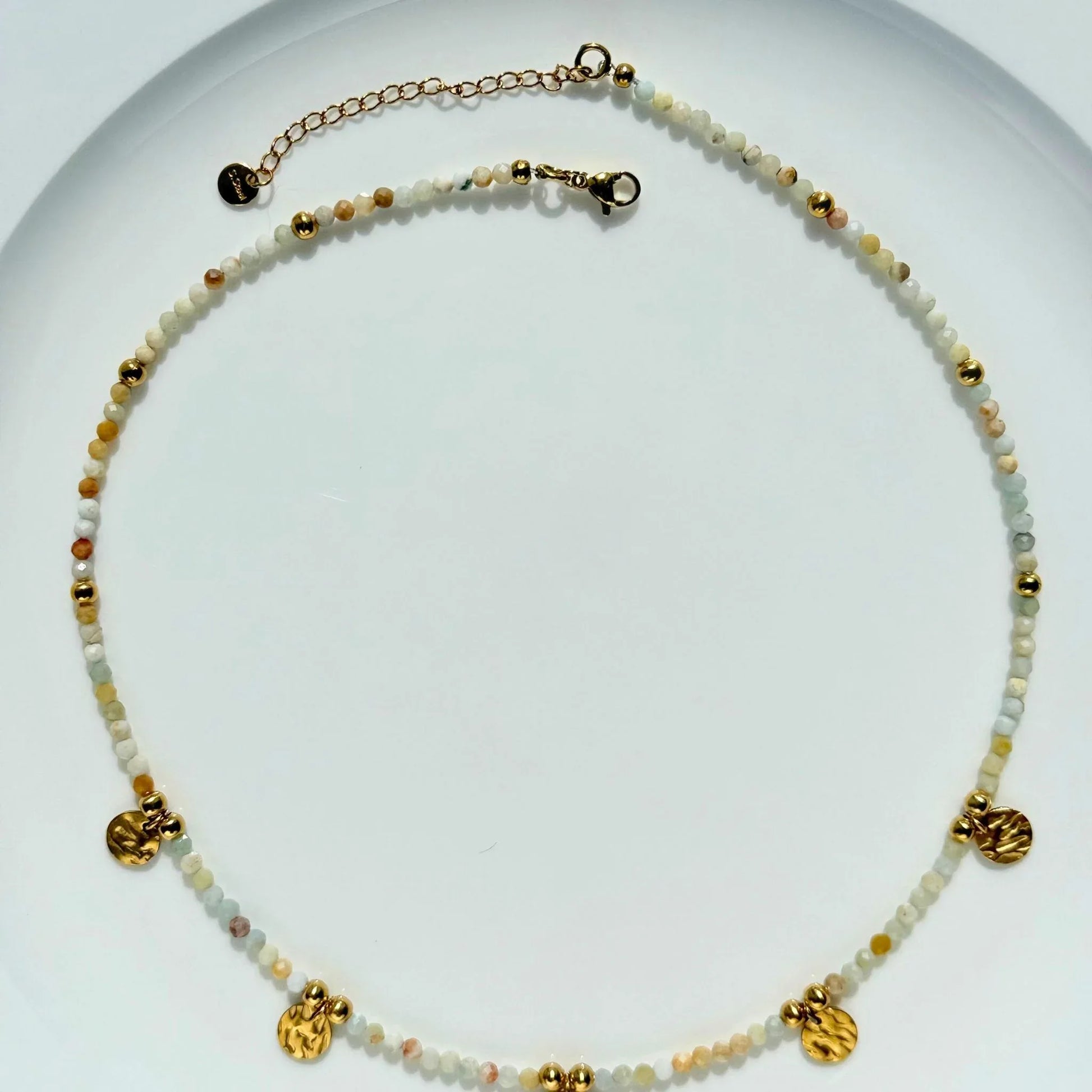 Natural Stone Necklace with Hammered Pendant - Handmade NZ - Zodd - NZ - Crafted - Objects of Personal Energy