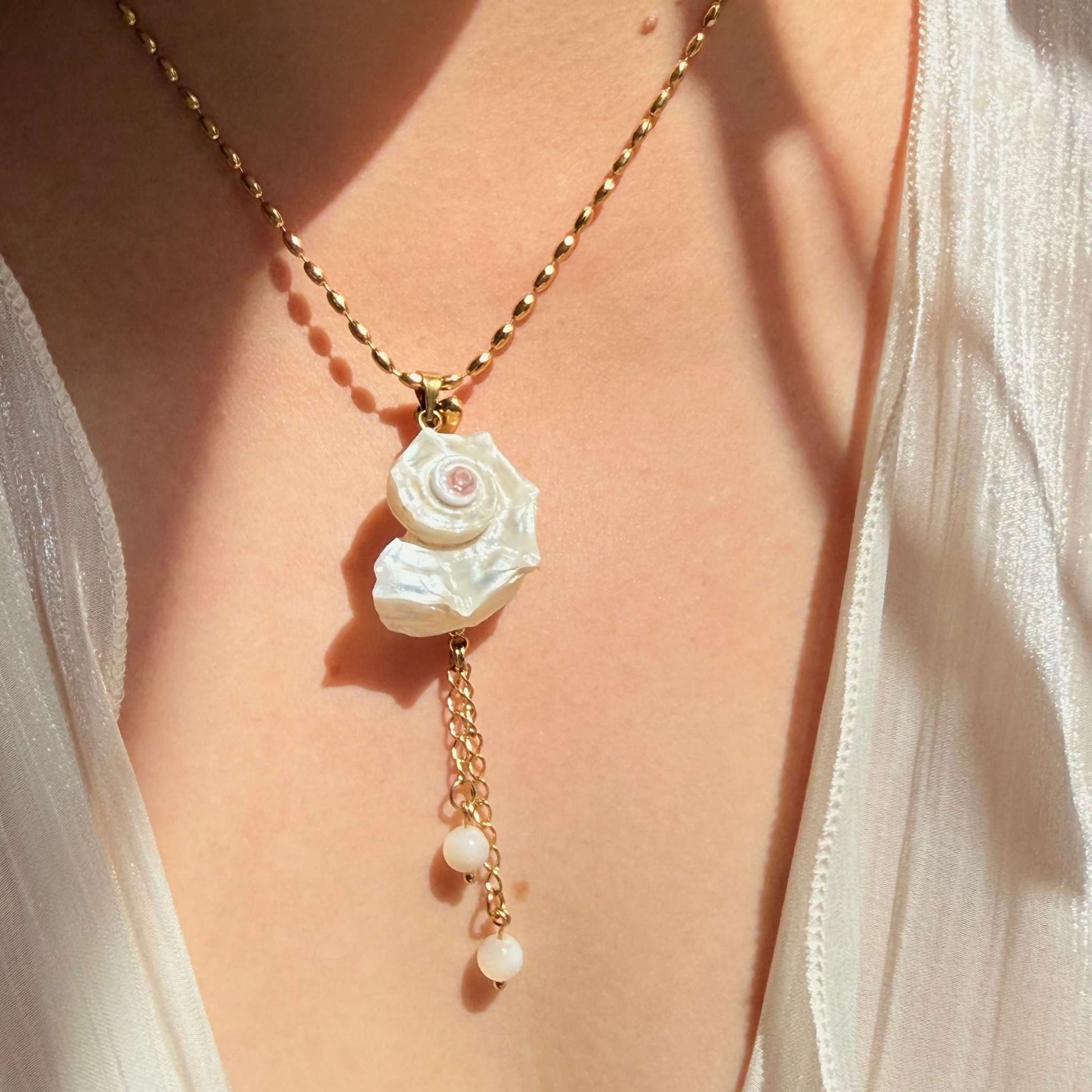 Natural Shell Drop Necklace | Waterproof Necklace | NZ Made & Designed - Zodd - NZ - Crafted - Objects of Personal Energy
