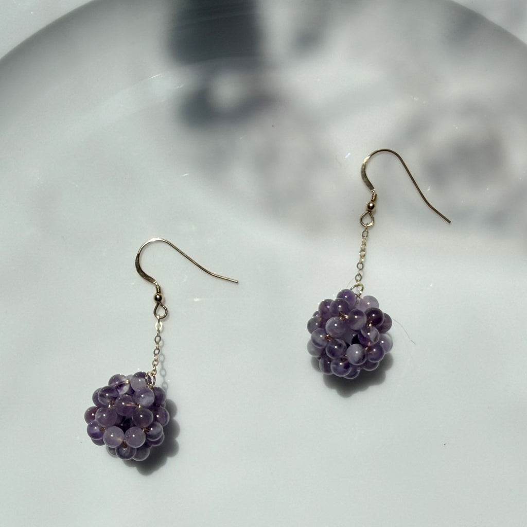 Amethyst Cluster Drop Earrings | 14K Gold Plated Waterproof Beach Earrings | NZ Made & Designed - Zodd - NZ - Crafted - Objects of Personal Energy