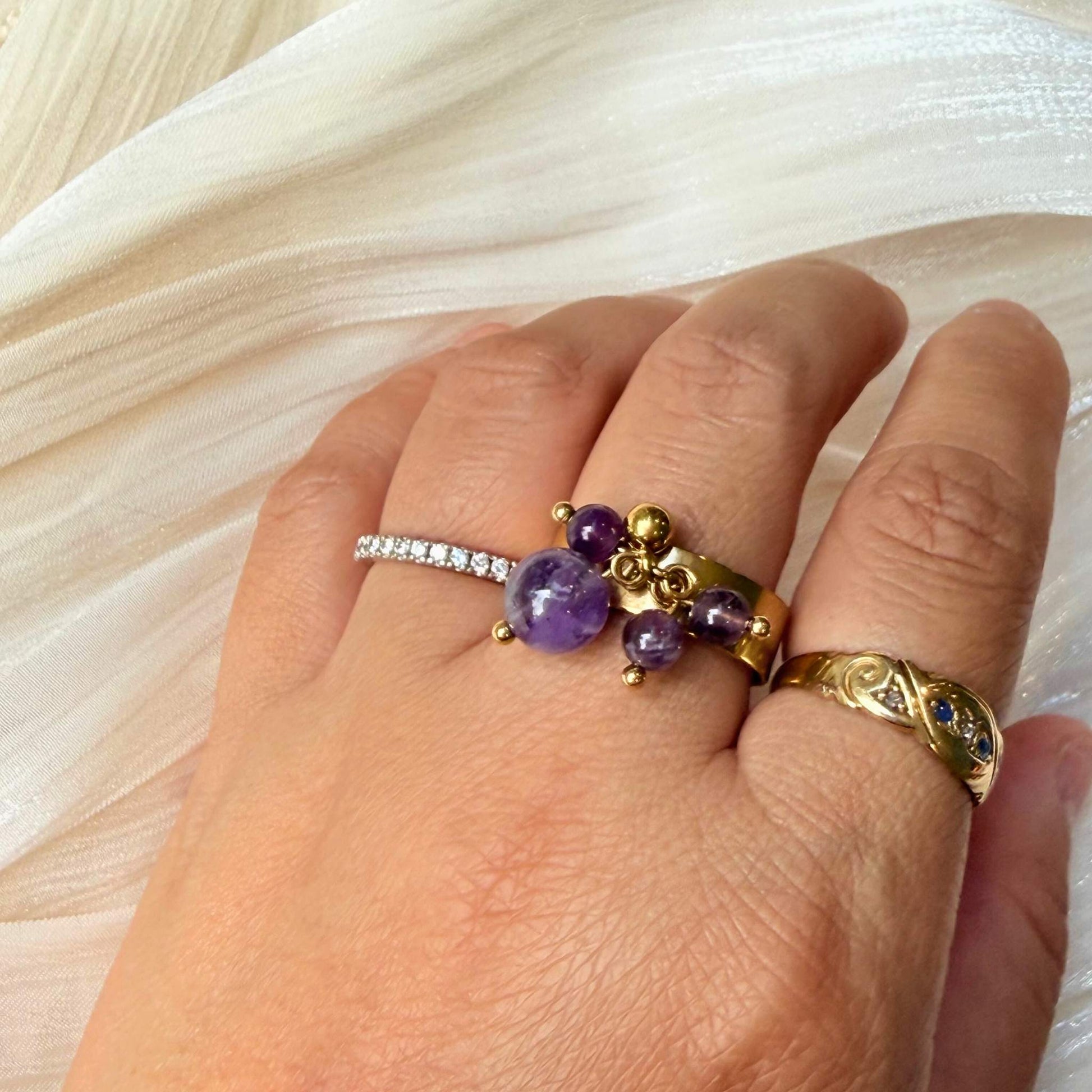 Amethyst Adjustable Ring - 18K Gold Plated | NZ Handmade - Zodd - NZ - Crafted - Objects of Personal Energy