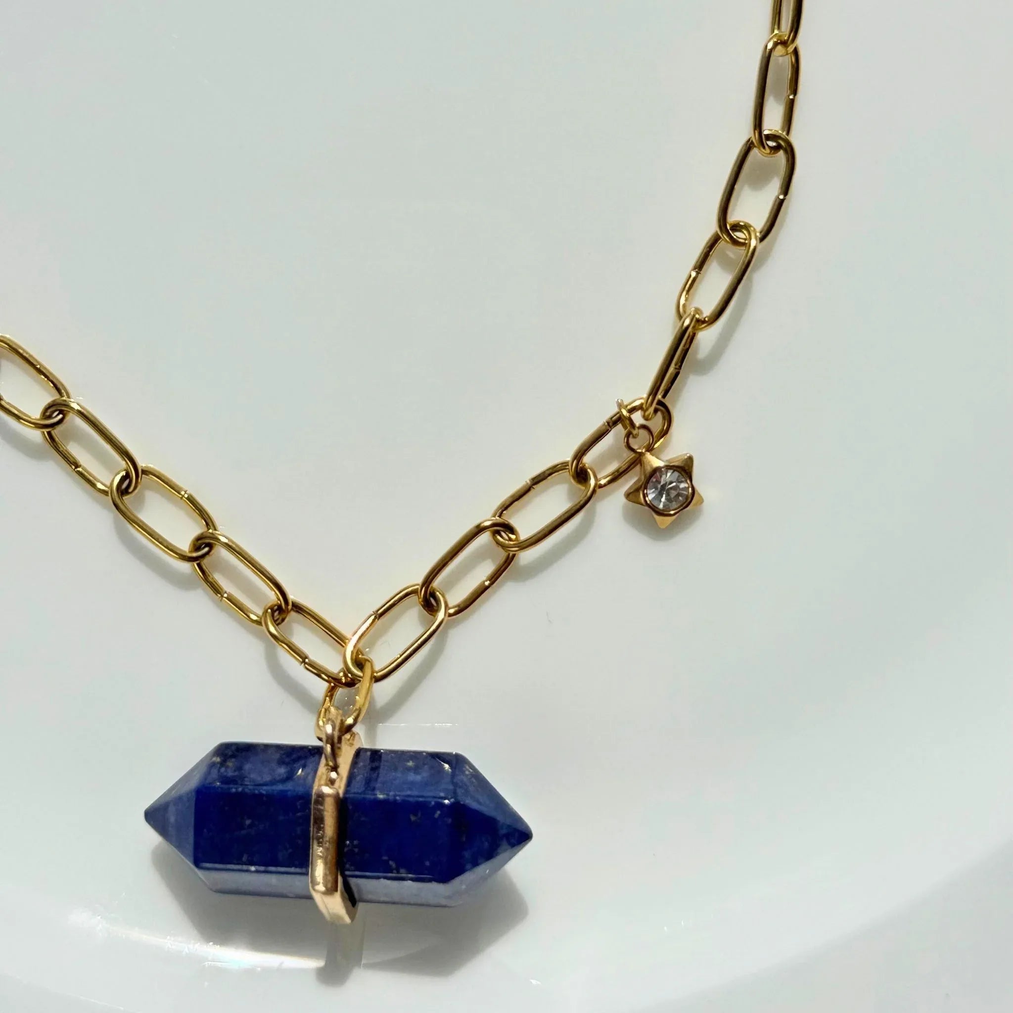Chunky Lapis Lazuli Star Necklace - Statement Wisdom Jewellery NZ - Zodd - NZ - Crafted - Objects of Personal Energy