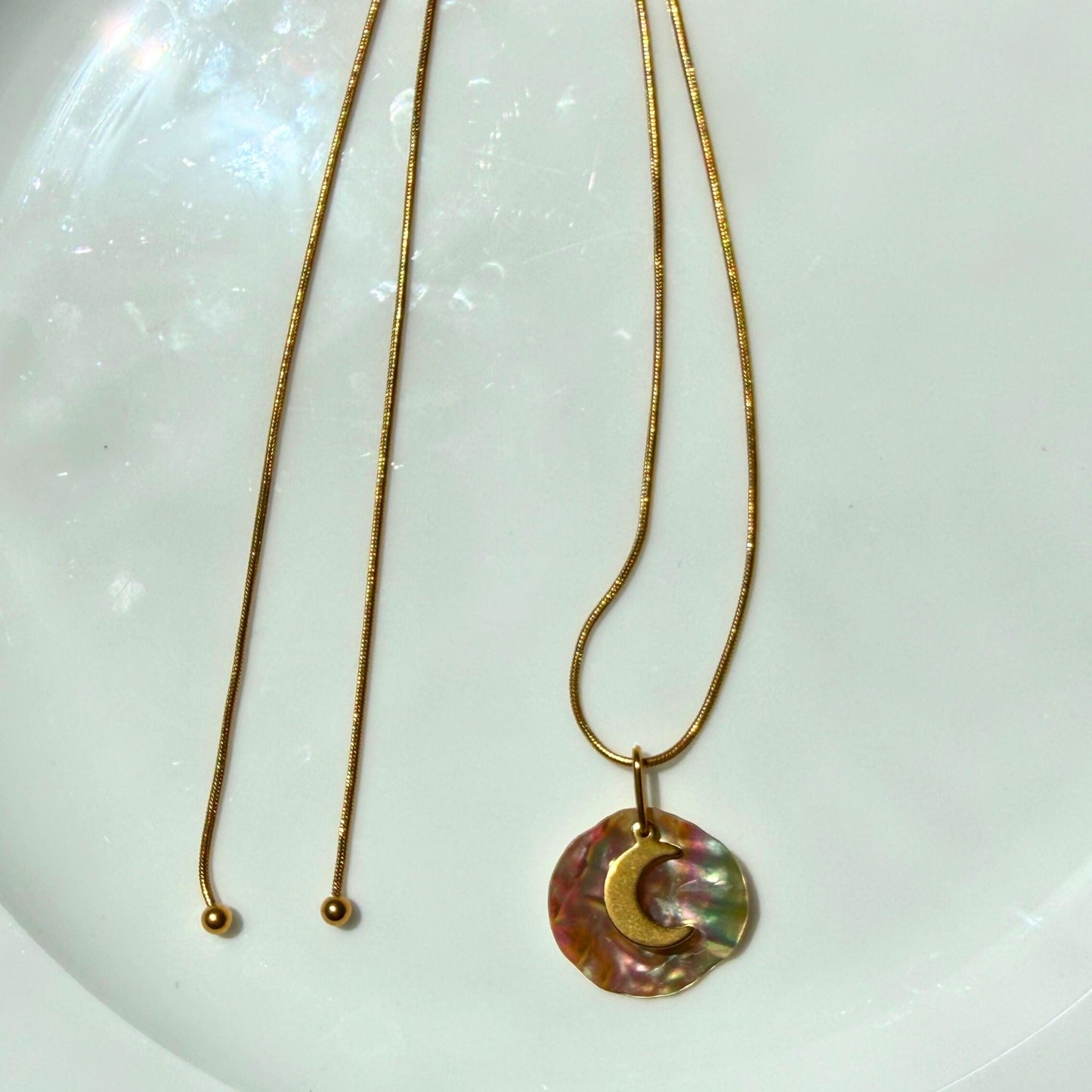 Paua Shell Moon Necklace | Natural Shell Pendant | NZ Made &Designed - Zodd - NZ - Crafted - Objects of Personal Energy